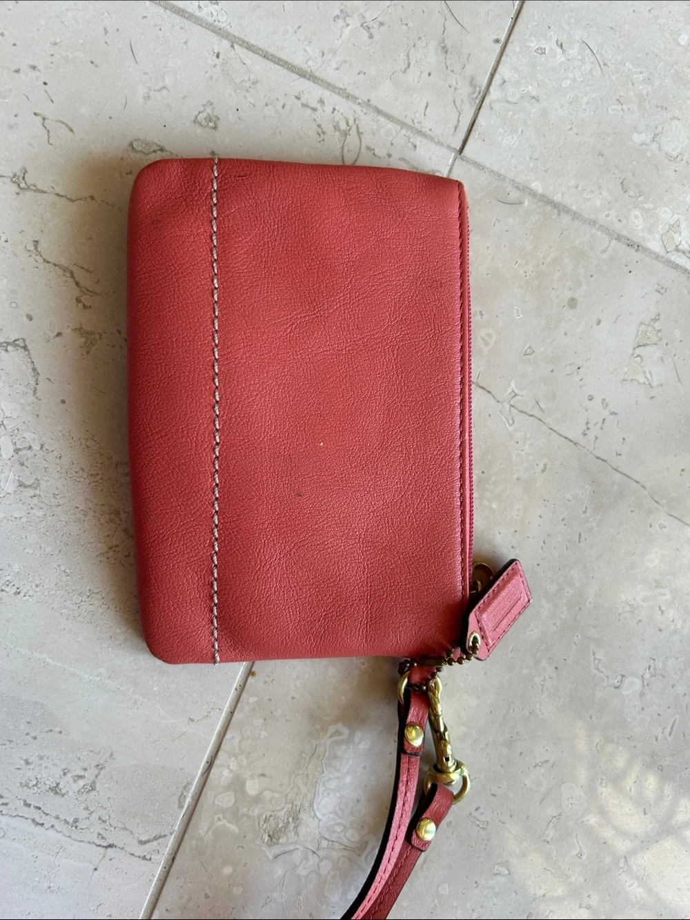 Coach Red Leather Wristlet Clutch - Women's Compact Wallet
